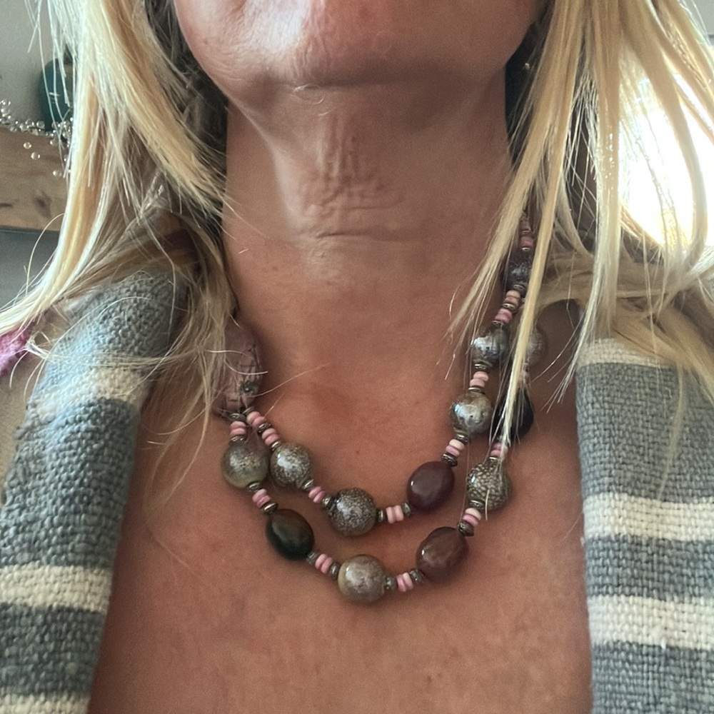 Artisan-Made Statement Necklace With Ceramic Bead… - image 2